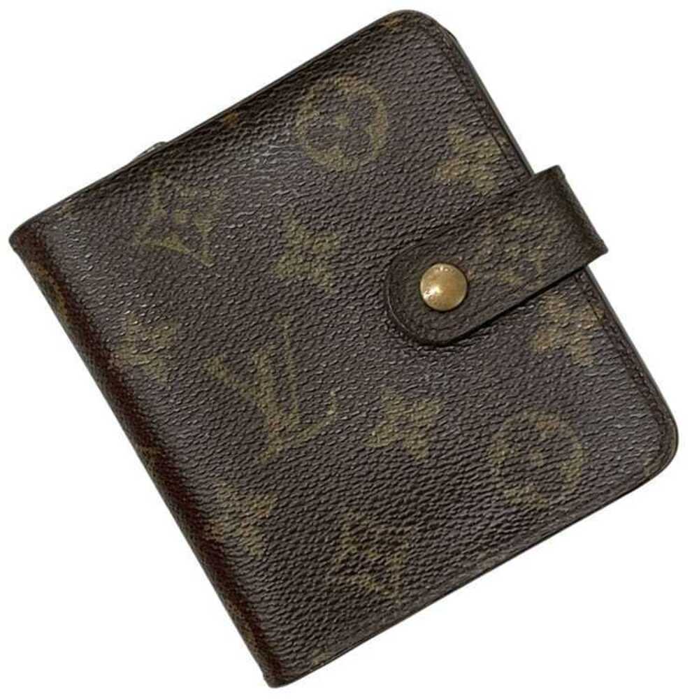 Louis Vuitton Bifold Wallet Compact Zip Monogram Canvas Leather Brown